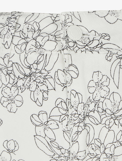 Jean wide leg imprimé fleuri coupe droite - Blanc - 3