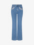 Jean wide leg clouté coupe droite - Bleu - 1