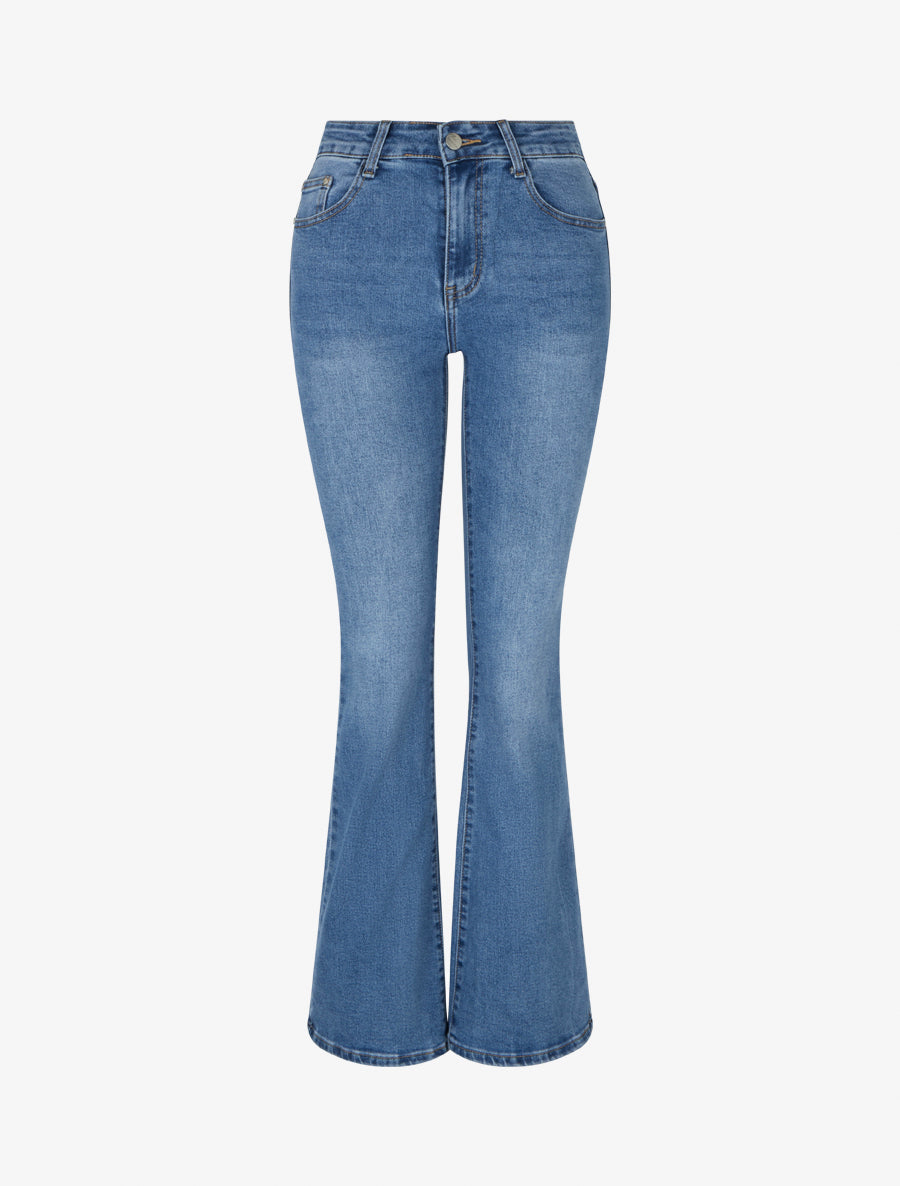 Jean délavé coupe flare - Bleu - 1