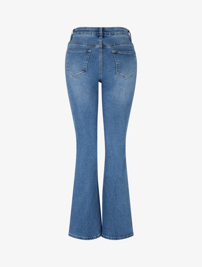 Jean délavé coupe flare - Bleu - 2