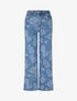 Jean wide leg imprimé roses coupe droite - Bleu - 1