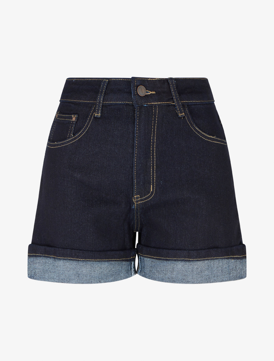 Short en jean à revers - Bleu brut - 1