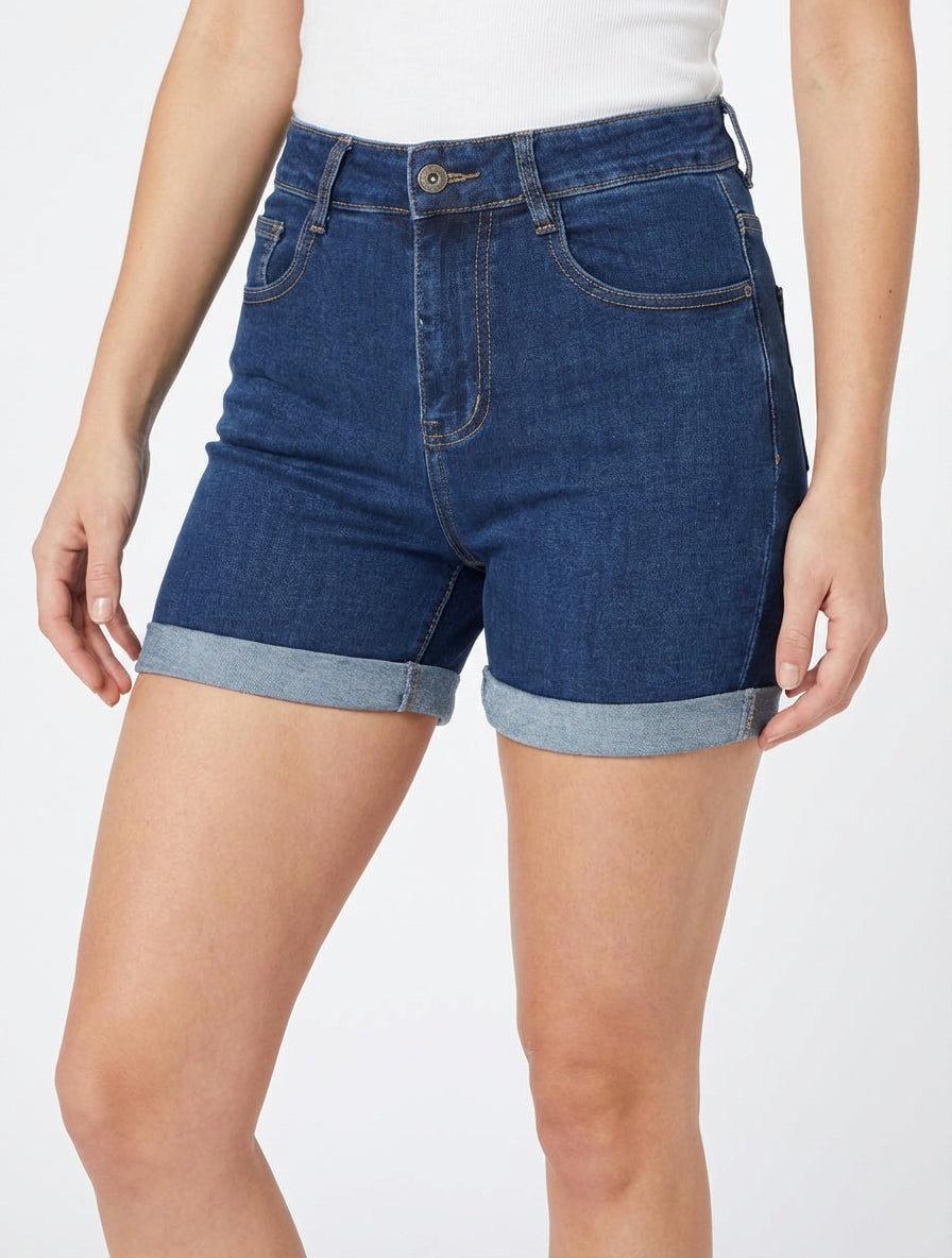 Short di jeans a vita standard - Blu