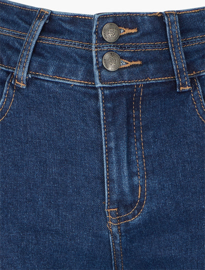 Jean taille haute coupe droite - Bleu - 3