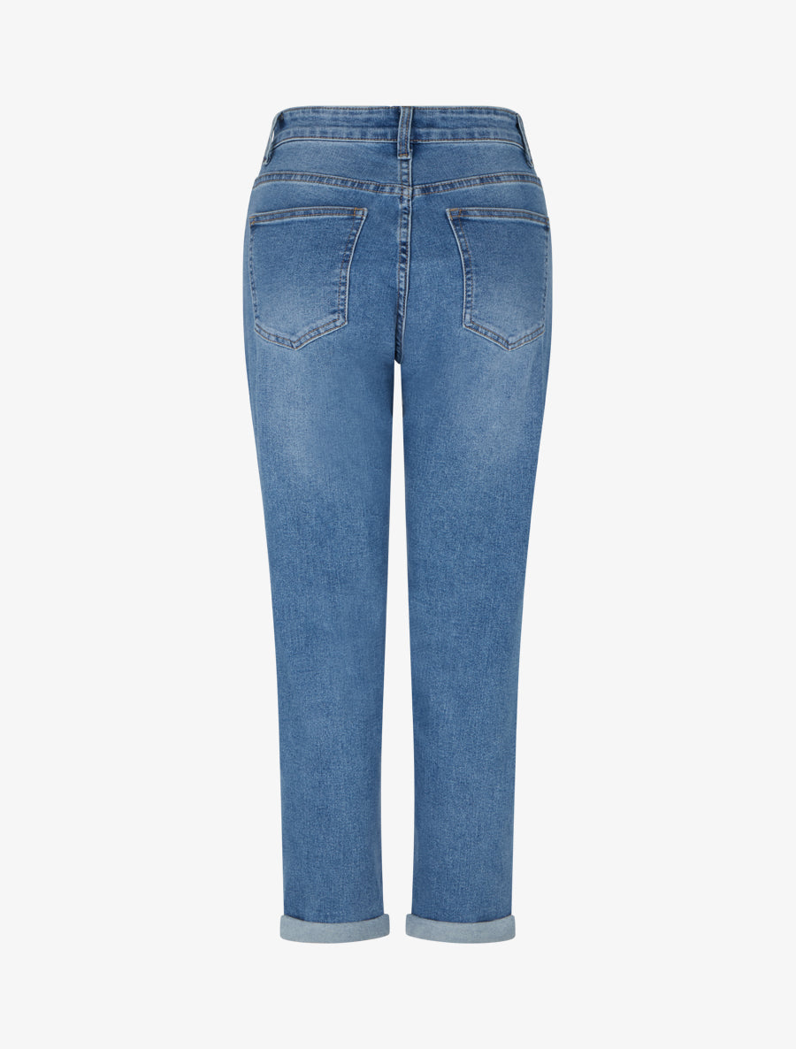 Jean à revers coupe mom fit - Bleu - 2