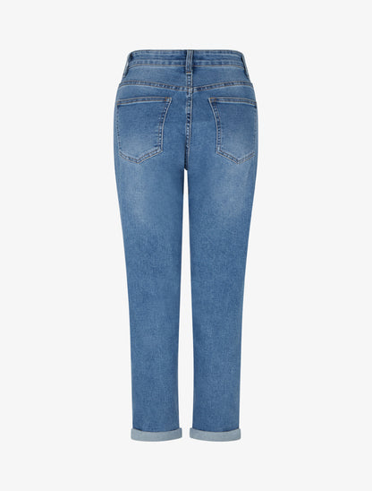Jean à revers coupe mom fit - Bleu - 2