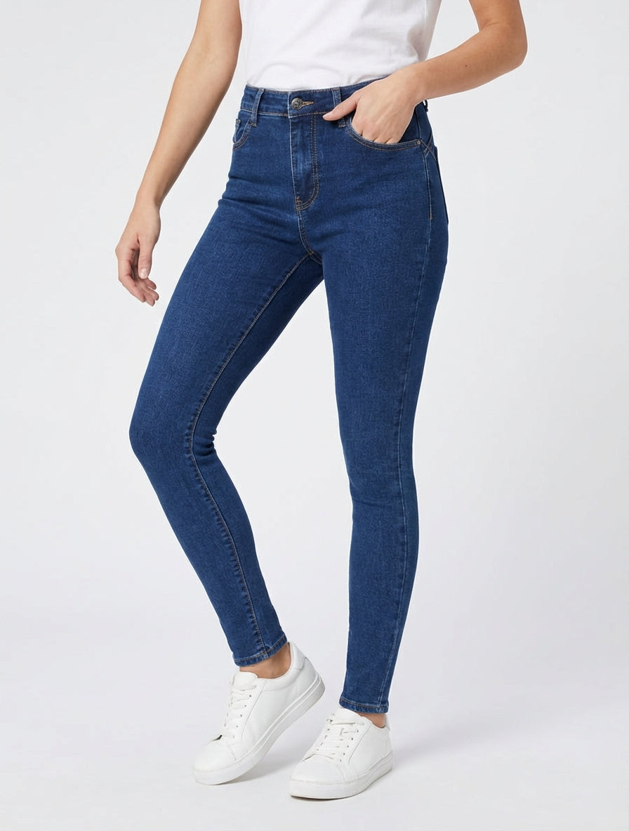 Jeans skinny a vita alta - Blu