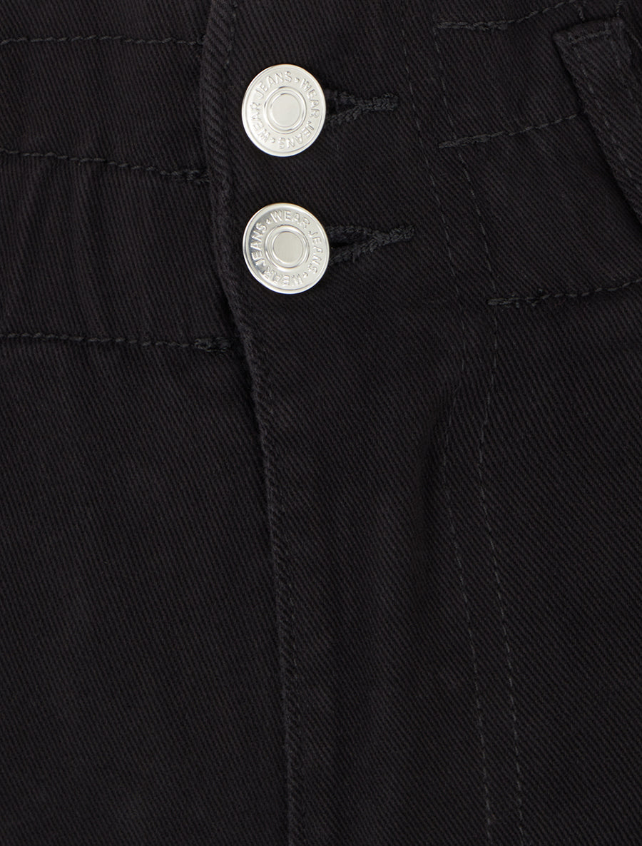 Jean mom taille haute élastiquée - Noir - 3