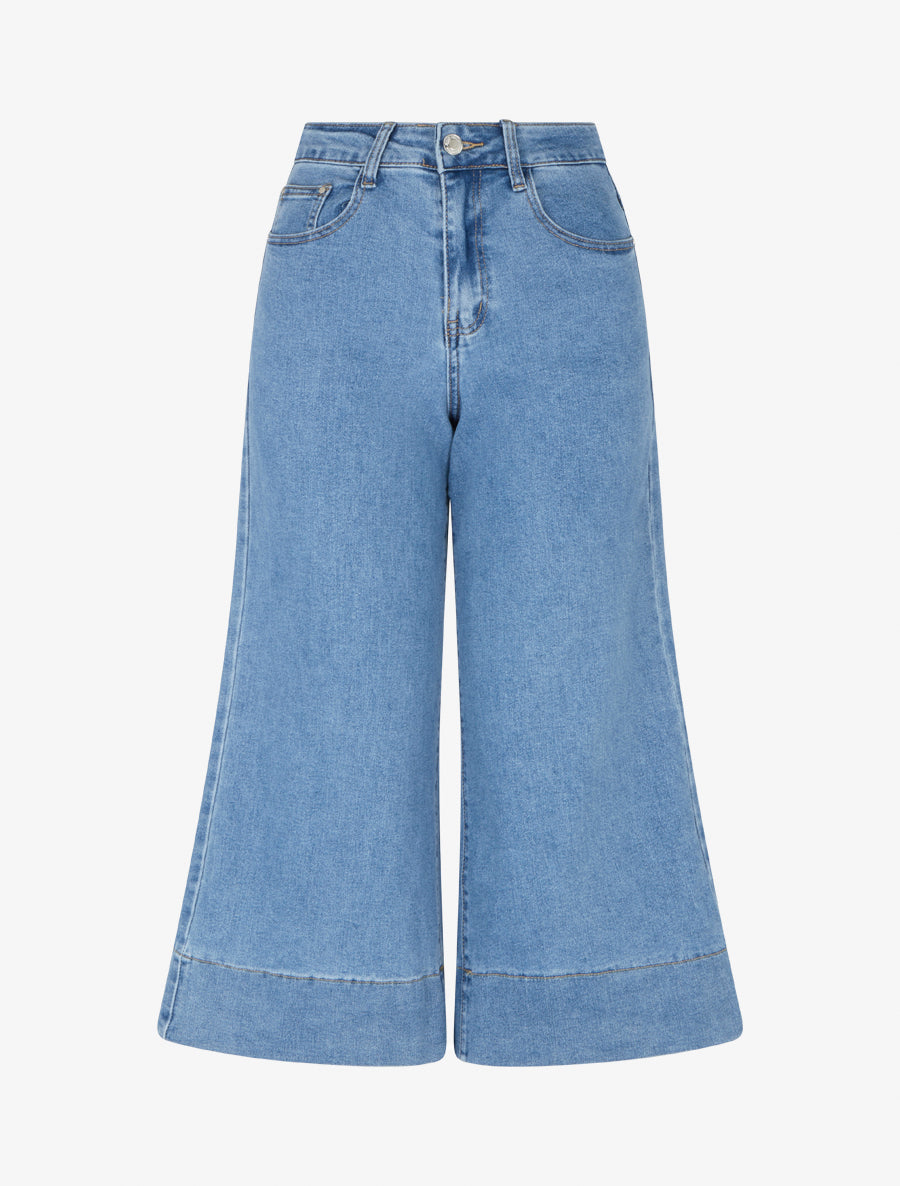 Bermuda ample à taille haute - Bleu - 1