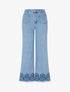 Jean ample à broderies et poches plaquées - Bleu - 1