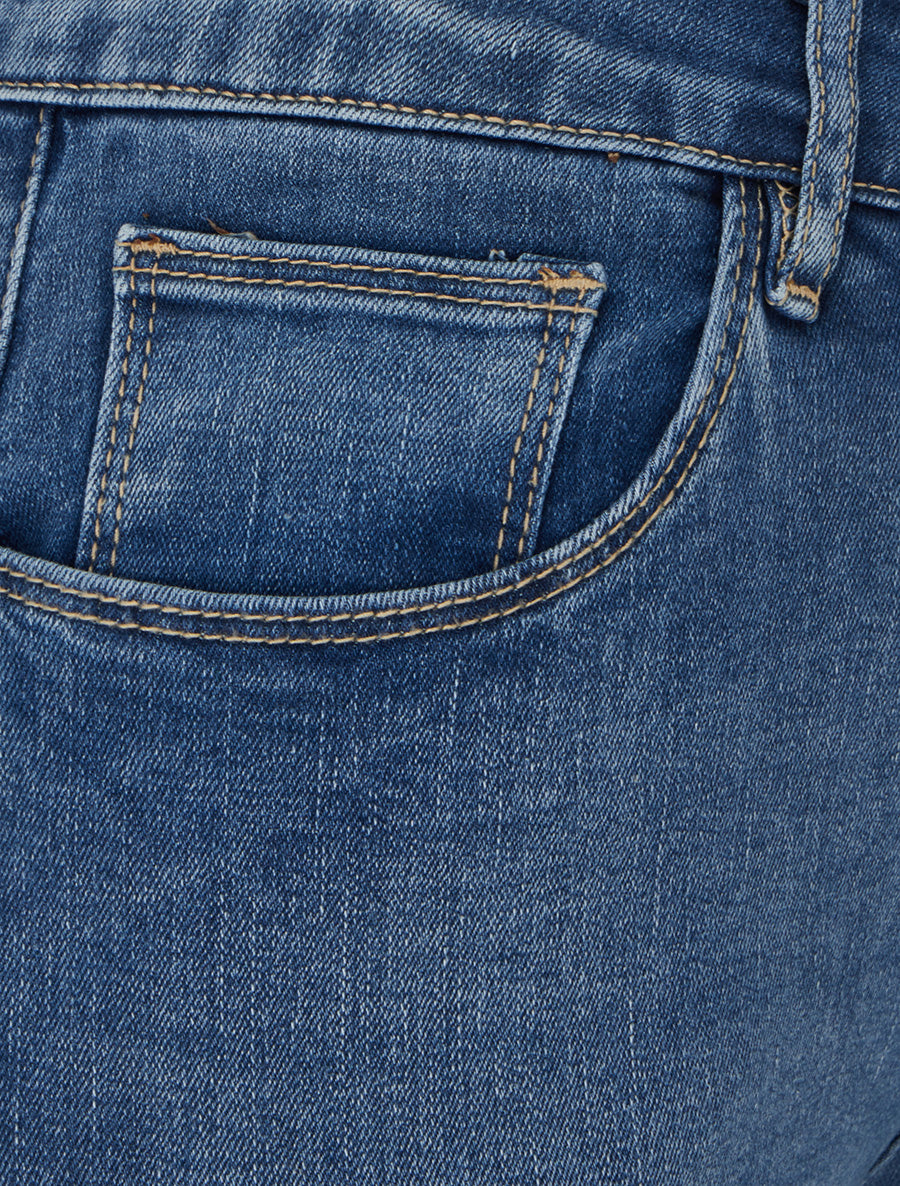 Jean skinny délavé à taille standard - Bleu - 3