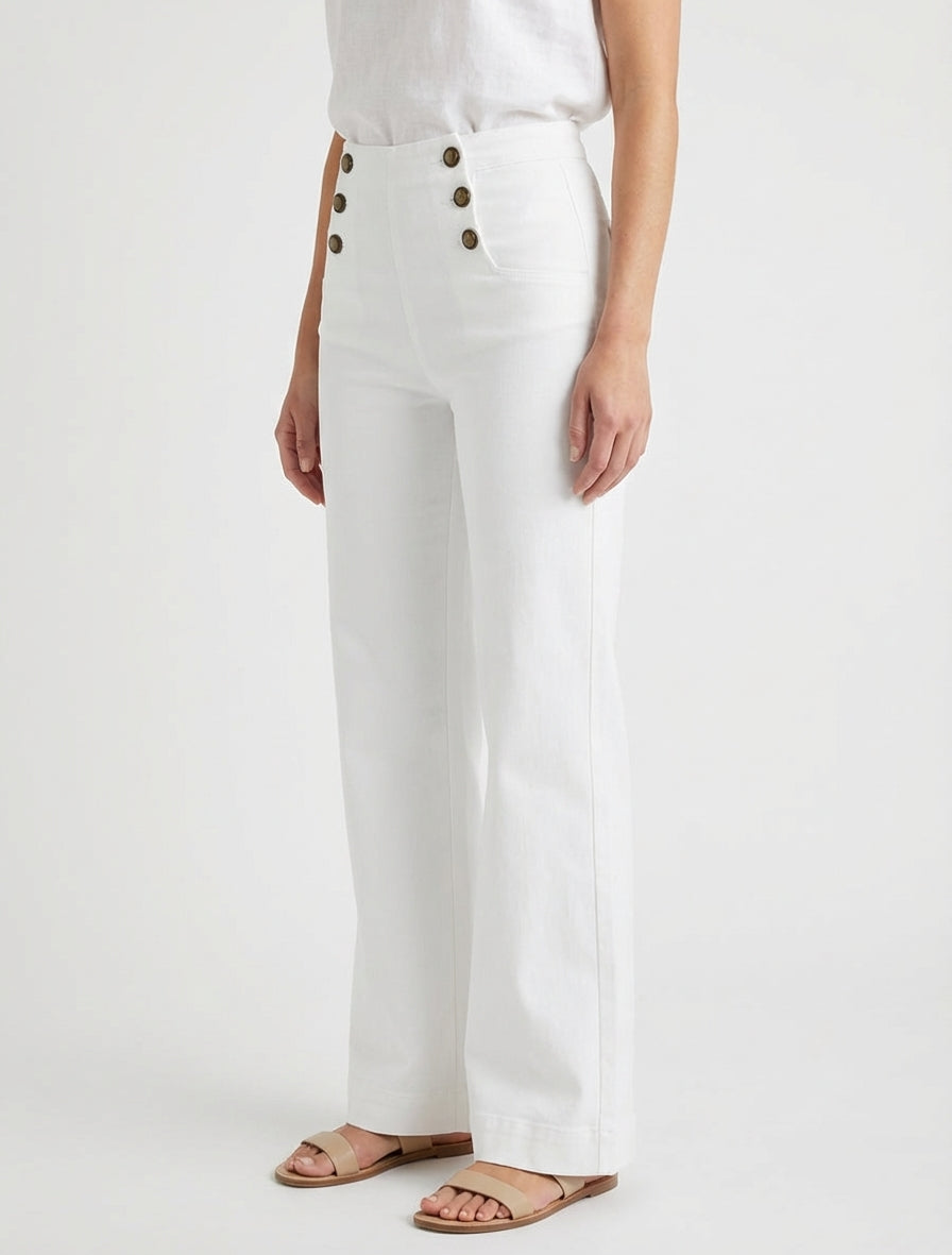 Jean dritto stile pantalone a ponticello - Bianco