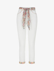 Jeans skinny a vita alta con tasche decorative - Bianco