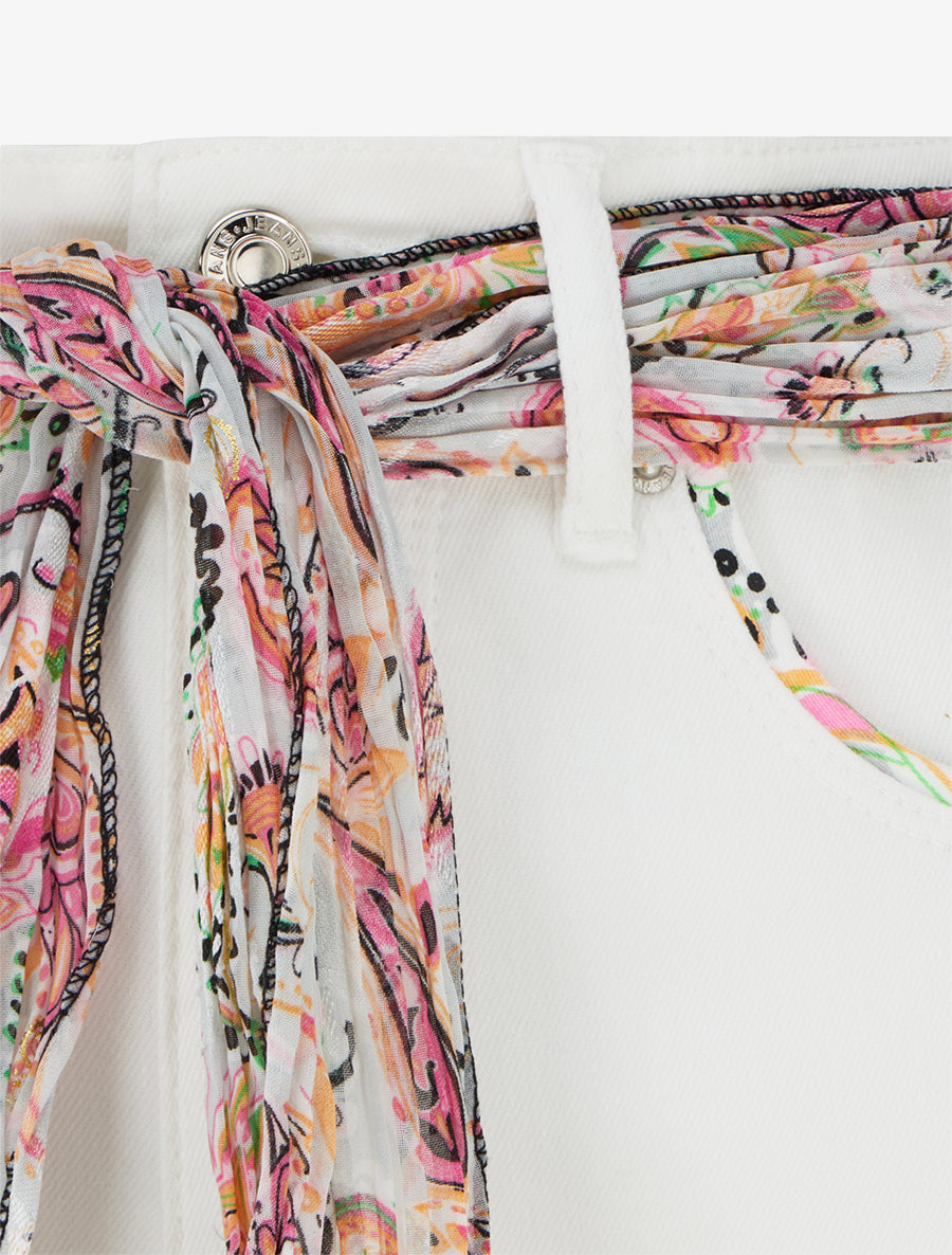 Jeans skinny a vita alta con tasche decorative - Bianco