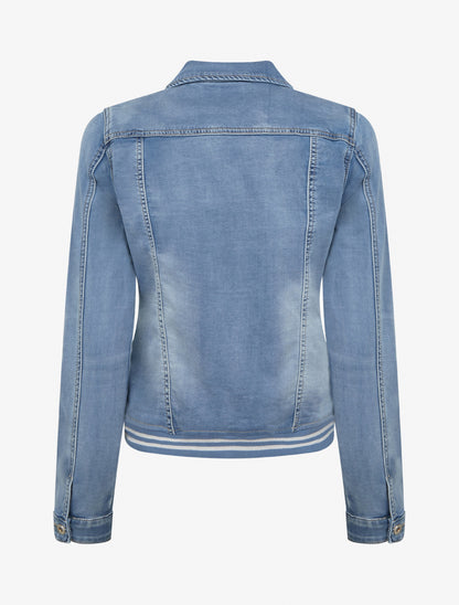 Veste en jean à bords élastiqués - Bleu - 2