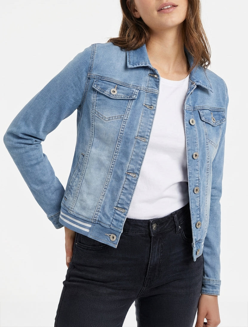 Giacca di jeans con bordi elasticizzati - Blu