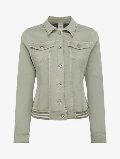 Veste en jean à bords élastiqués - Kaki clair - 1