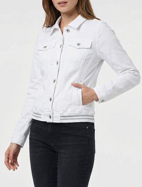 Giacca di jeans con bordi elasticizzati - Bianco