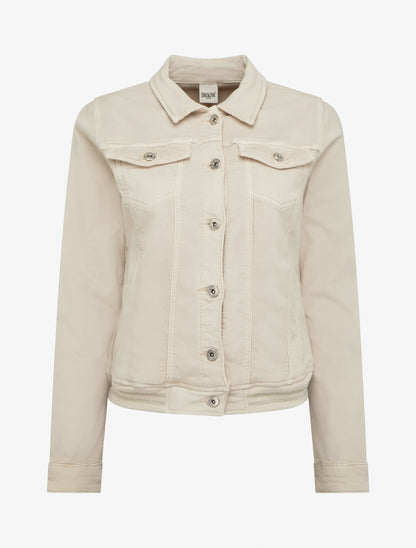 Veste en jean à bords élastiqués - Beige - 1
