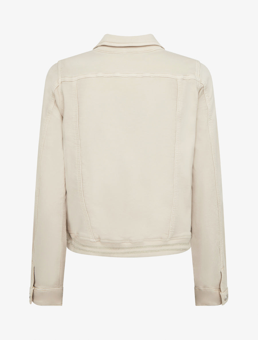 Veste en jean à bords élastiqués - Beige - 2