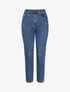 Mom jean 7/8 à éraflures - Bleu denim - 1