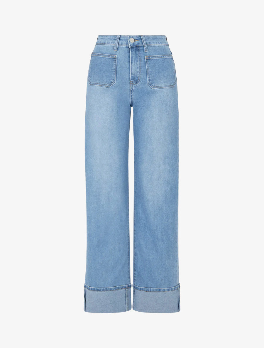 Jean push up gamba larga taglio dritto - Blu