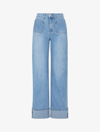Jean push up gamba larga taglio dritto - Blu