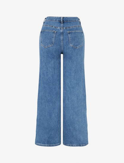 Jean standard à boutons diagonaux coupe droite - Bleu - 2