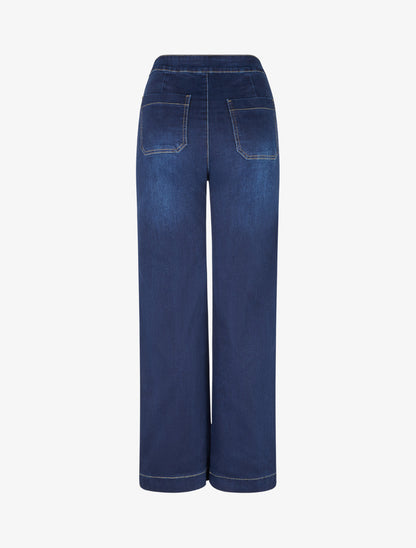 Jean à fermeture boutonnée coupe droite - Bleu - 2