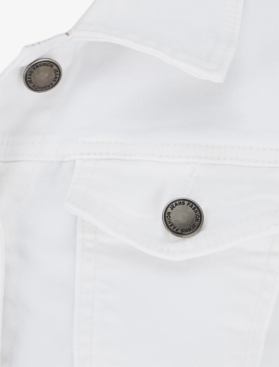 Veste en jean ajustée - Blanc - 3