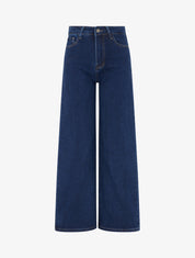 Jean wide leg à taille haute coupe droite - Bleu brut - 1