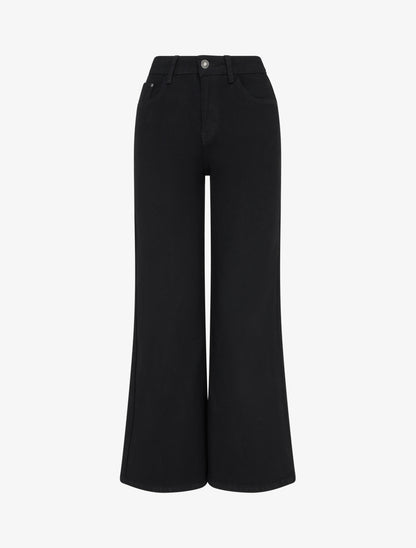 Jean wide leg taille haute uni - Noir - 1