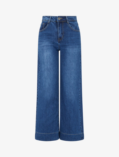 Jean wide leg à taille haute - Bleu denim - 1