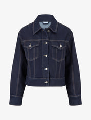 Veste en jean courte coupe droite - Bleu brut - 1