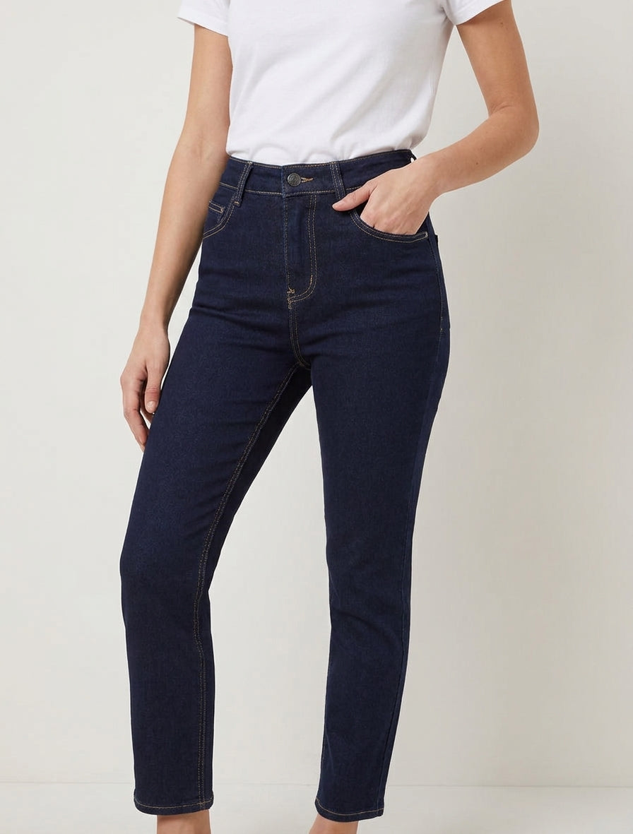 Jean a vita alta taglio mom - Blu grezzo