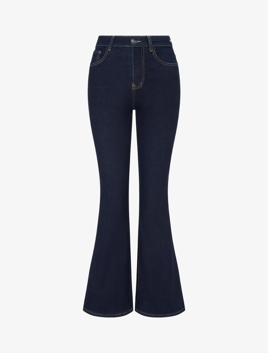Jean taille haute coupe flare - Bleu brut - 1