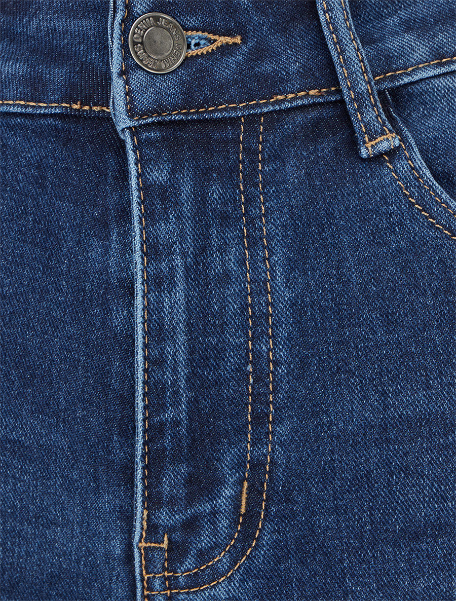 Jean coupe wide leg à taille haute - Bleu denim - 3
