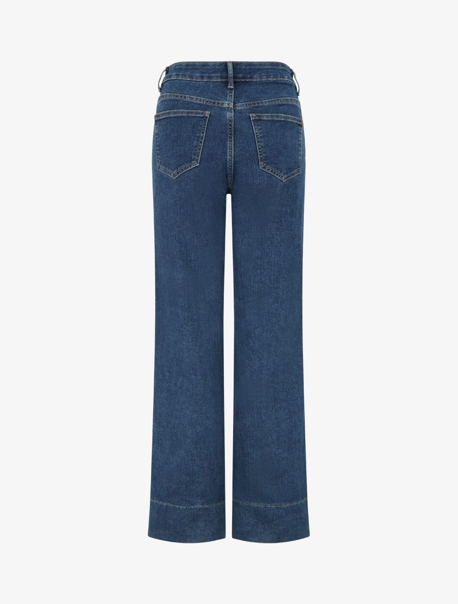 Jean coupe wide leg à taille haute - Bleu denim - 2