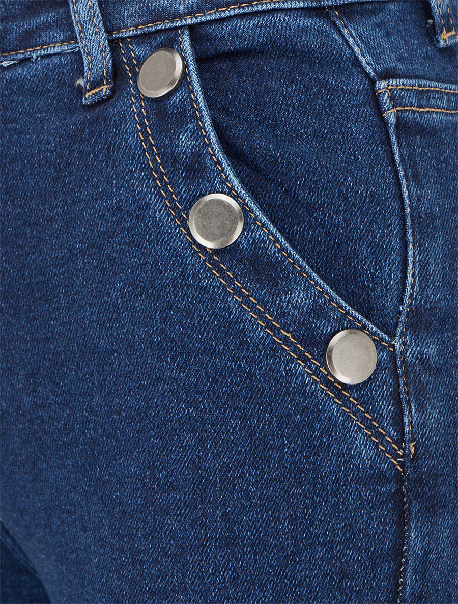 Jean flare à poches boutonnées - Bleu denim - 3