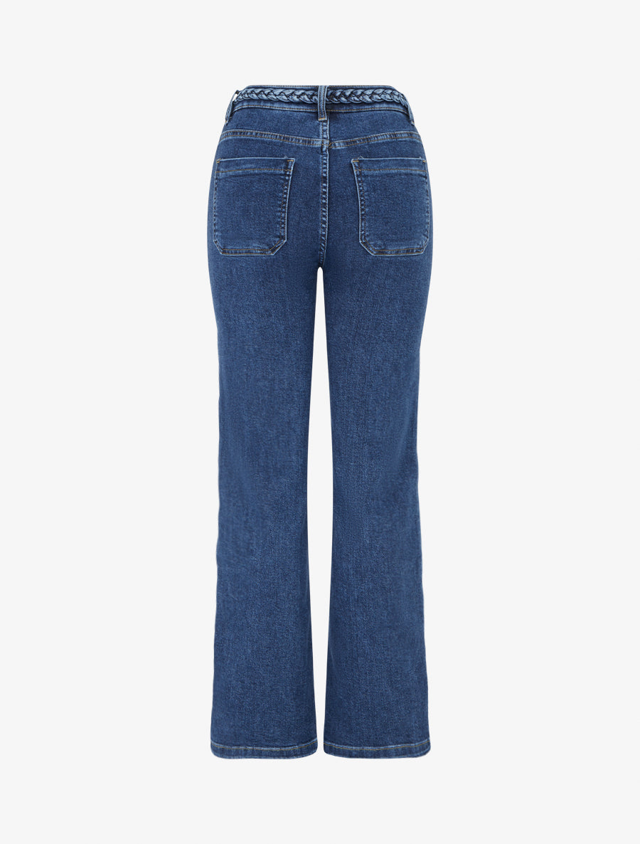 Jean droit à taille tressée - Bleu brut - 2