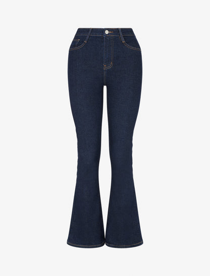 Jean flare stretch à taille haute - Bleu brut - 1