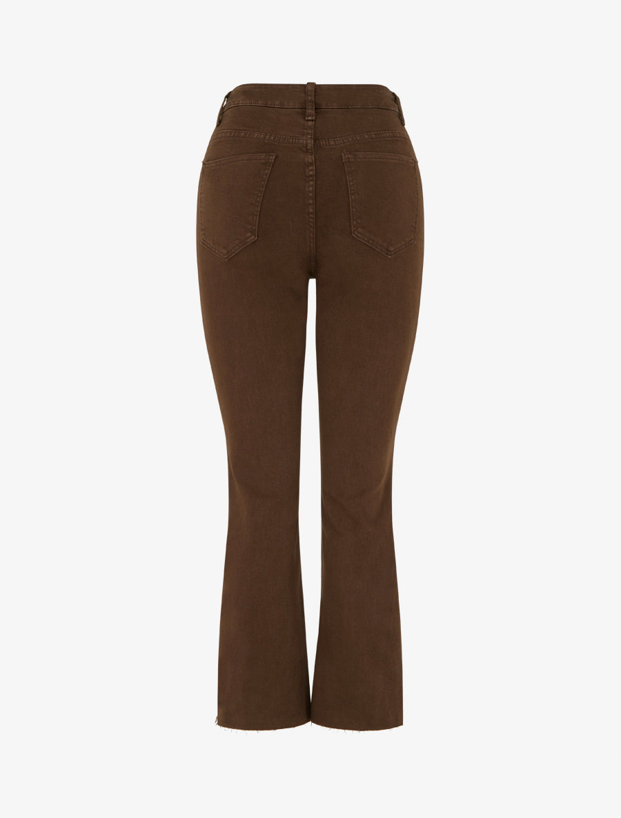 Jean droit taille haute à bords francs - Marron - 2