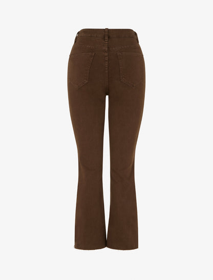 Jean droit taille haute à bords francs - Marron - 2