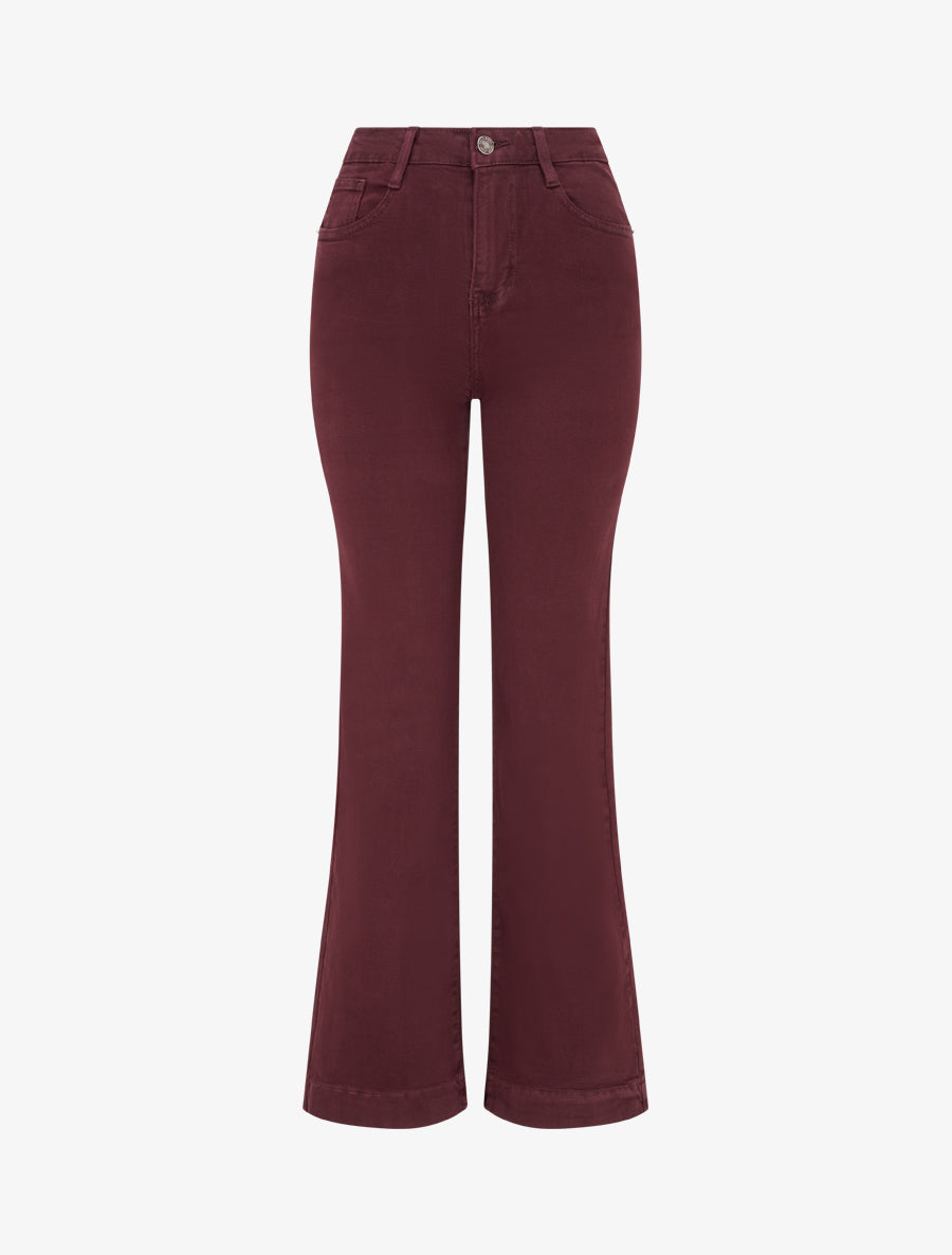 Jean droit taille haute - Lie de vin - 1
