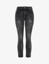 Jean skinny taille haute imprimé plumes - Gris anthracite - 1