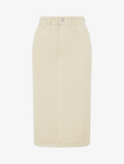 Jupe côtelée uni - Beige - 1