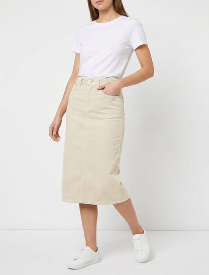 Gonna a coste unita - Beige