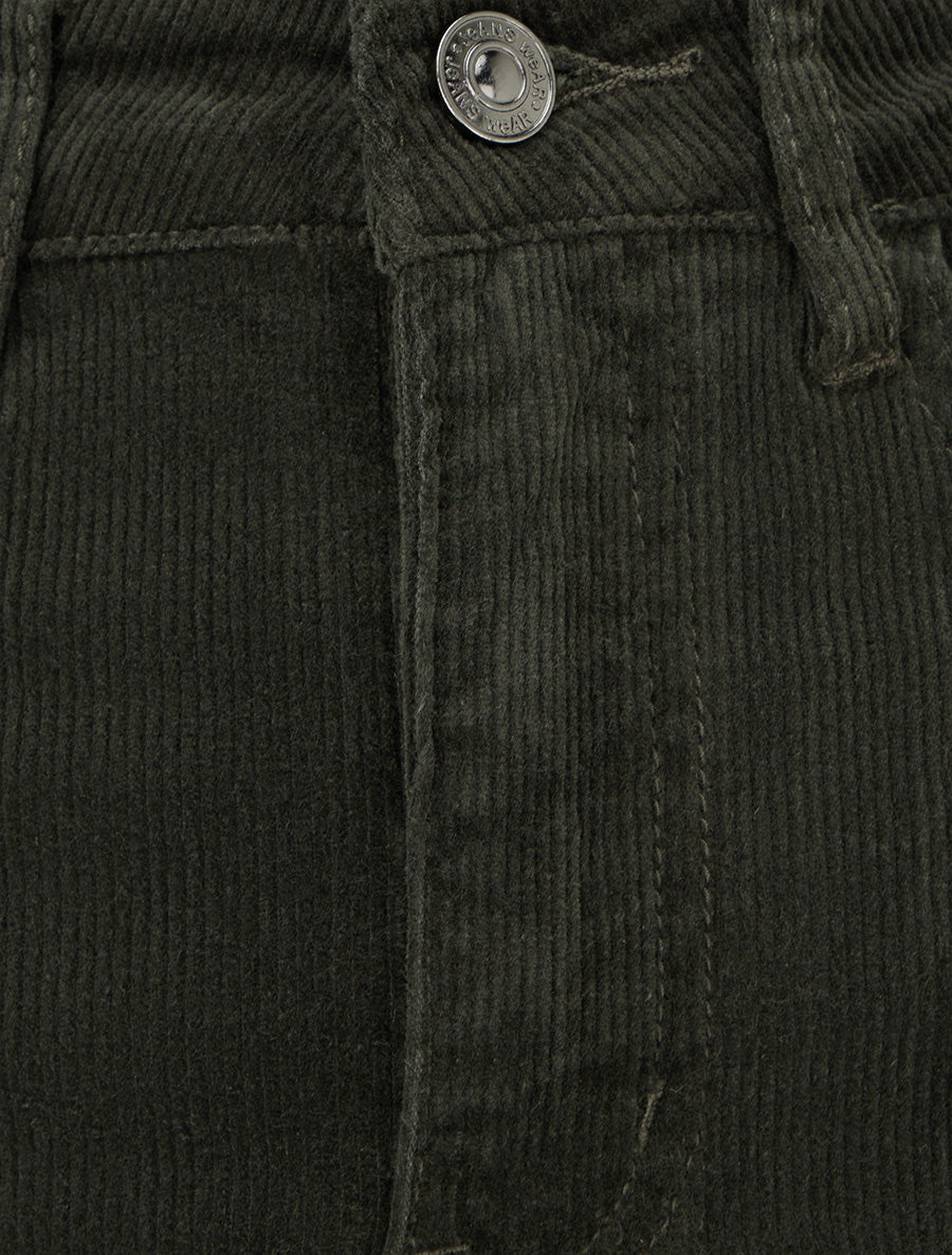 Jupe côtelée uni - Kaki - 3
