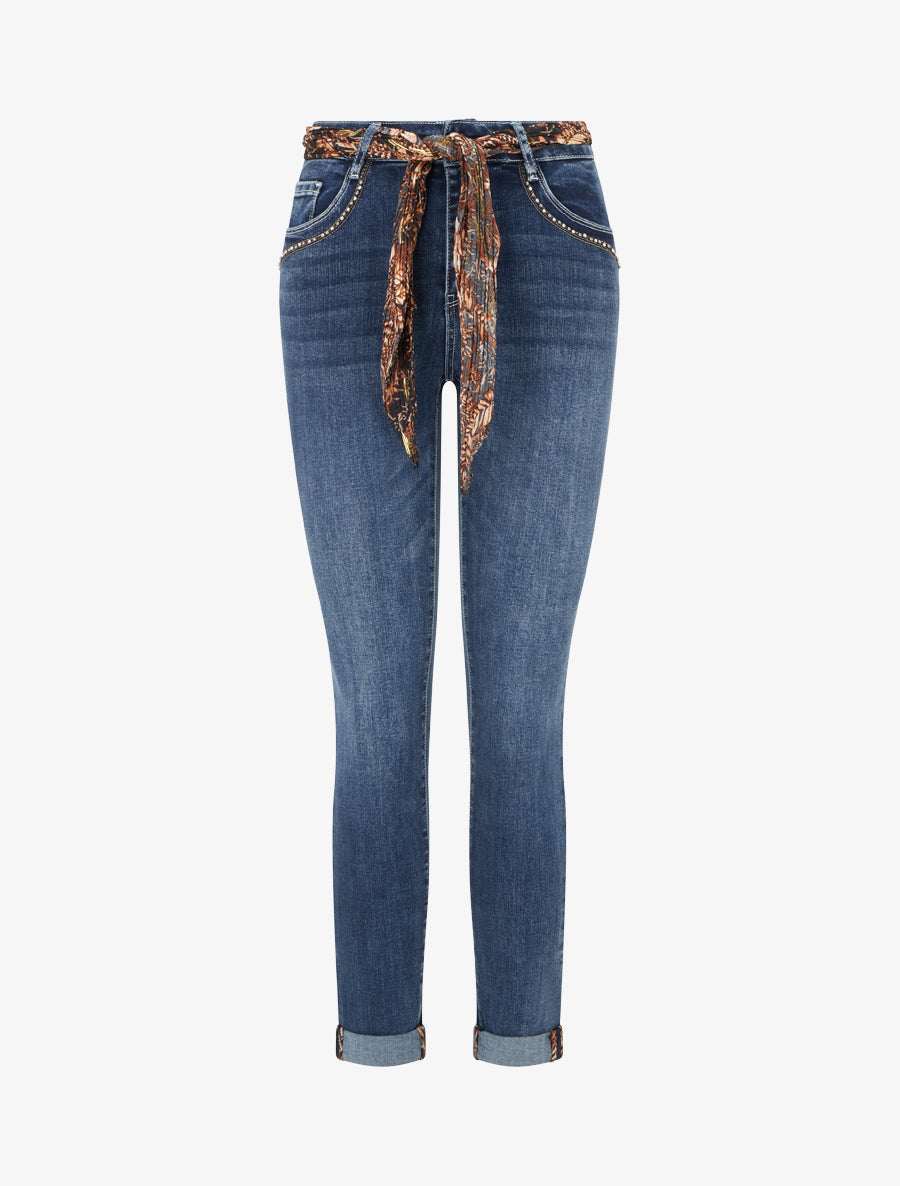 Jean à revers coupe skinny - Bleu denim - 1