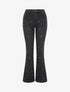 Jean à petites fleurs brodées coupe flare - Gris anthracite - 1